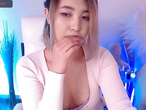 Cute Asian youthfull girl, webcam chip divide up